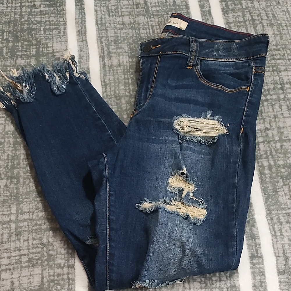 Apollo Jeans Blue Ankle Cropped Distressed‎ Denim